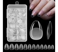 240 punte corte per unghie a mandorla, in acrilico, per extension in gel e copertura completa, semi-opache, per nail art