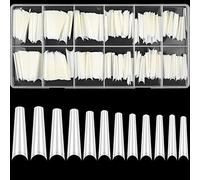 240 punte per unghie naturali, in acrilico, extra lunghe, copertura completa, unghie artificiali, unghie a pressione, unghie finte francesi a ballerina, per salone di manicure (naturale)