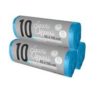 240 Sacchetti Spazzatura - BIODEGRADABILI- MISURA: 70x110 cm - con Manici | Sacchetti Immondizia da 110L, Trasparenti per Raccolta Differenziata | Buste Anti Umidità, Plastica Riciclata, Azzurri