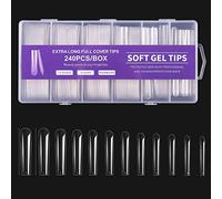 240 × Soft Gel Full Tips Coffin False Nails Clear Fake Press On Nails For Art