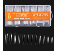 240 × Soft Gel Full Tips Coffin False Nails Clear Fake Press On Nails For Art