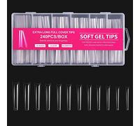 240 × Soft Gel Full Tips Coffin False Nails Clear Fake Press On Nails For Art