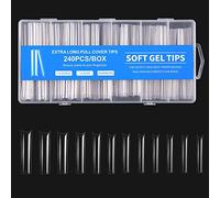 240 × Soft Gel Full Tips Coffin False Nails Clear Fake Press On Nails For Art