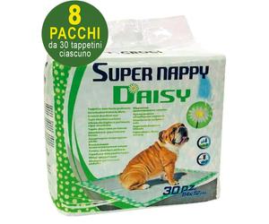 240 Tappetini igienici per cani SuperNappy Daisy 84x57 cm - 8 pacchi da 30 pezzi