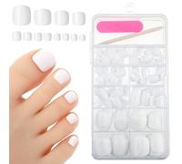 240 unghie finte bianche a pressione, corte, quadrate, tinta unita, copertura completa, colore bianco lucido, decorazione per piedi per donne e ragazze