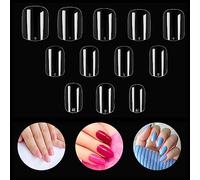 240 unghie finte extra corte, copertura completa, corte, quadrate e rotonde, per extension in acrilico, set per manicure, saloni, casa, nail art fai da te (12 misure, trasparenti)