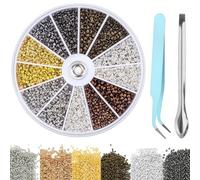 2400 perline a crimpatura, in rame, 2 mm, 2,5 mm, per bracciali, collane, fai da te (6 colori)