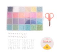 24000 pezzi di perline di vetro multicolore da 2 mm con fermagli a moschettone, anelli di congiunzione aperti e filo elastico di cristallo