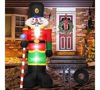 240cm Decorazione Natale Gonfiabile, Soldato Schiaccianoci Modello Gonfiabile, Babbo Natale Con 3 Luci LED, Ventilatore Integrato, Hardware Montaggio Interno Esterno
