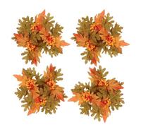 240g Candle Wreath Rings 4-Piece Autumn Harvest Table Centerpiece