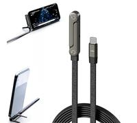 240w Braided Fast Charge Cable with Built-in Phone Stand,2-in-1 Super Fast Charging Invisible Holder,sideways Charging Cable with Stand,5ft Type-C Charger Braided Cable with Folding Phone Stands (1)