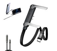 240W Braided Fast Charge Cable With Built-in Phone Stand, 2026 2-in-1 Invisible Foldable Holder Charger Cable Fast Charging Cord, Multi-Functional Durable 90 Degree USB-C Charger Cord (1PC)