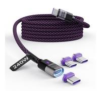 240W Cavo Magnetico USB C,Cavo USB Type-C Magnetico,Cavo USB C Magnetico Ricarica Rapida per iPhone 16 17,Samsung Galaxy A16 A26 A56 S25,Xiaomi,Motorola,HONOR (1,2 M Cavo+3*C)