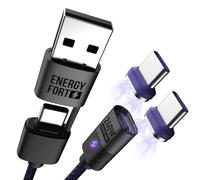 240W Cavo USB C Magnetico 16Pin,5A/48V,Cavo Ricarica Magnetico USB-A/USB-C a Type-C 2 in 1,Cavo Magnetico USB C per Samsung Galaxy A16/A34/S25/S24,Xiaomi,iPhone 16/15,iPad,MacBook Pro(1.8M)