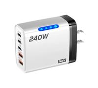 240W Fast Charging Block - Five Port Phone Charger, Hub | Five Port Outputs With LED Indicator | Smartphone Laptop Tablet Travel Hotel, Bedside Desk Nightstand Charging Blocks