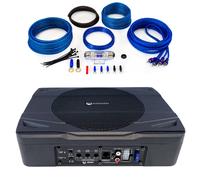 240W max 20cm subwoofer attivo sottosella in alluminio 29x21x7cm + set di cavi