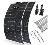 【240W Pannello Solare Flessibile 12V】DERUXI 2x120W Pannelli Solari Kit, 2 Pcs 120W Pannello Solare 12V+Connettore Solare Y2+12 Pcs Fascette Metalliche, Pannelli PV Camper Pannelli Solari da Balcone