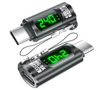 240W USB C adattatore misuratore di potenza tester, 2 pezzi, 80Gbp 8K@60Hz | Display Digitale a LED per tensione, corrente e potenza, da Type-C maschio a femmina, per i-Phone 15/16/17, MacBook, i-Pad