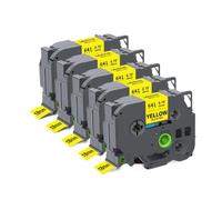 241 Nastro per etichette laminato da 18 mm Confezione da 5 o 10 compatibile con l'etichettatrice Tze241 141 441 541 641 PTH500 PTD400(5PK Black on Yellow)