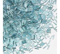 2420 perline tubolari da 80 g, perline in vetro, lunghezza 6 mm, per la creazione di gioielli (nucleo azzurro argento)