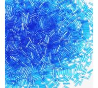 2420 pezzi/80g Perline Tubolari in Vetro Perline Bugle Seed Lunghezza 6mm Perline Tubolari per la Creazione di Gioielli (Blu Trasparente)