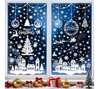 243 immagini per finestre natalizie, autoadesive, colore bianco Moxled decorazione natalizia riutilizzabile statica in PVC adesivo per finestra porta inverno fiocchi di neve decorazione natalizia