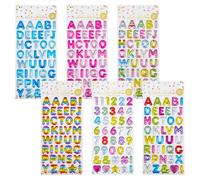 246 adesivi 3D a forma di lettere 3D, numeri gonfi e alfabeto, 6 fogli diversi, colorati, glitterati, lettere e numeri, adesivi decorativi per scrapbooking, calendari, fai da te, compleanni