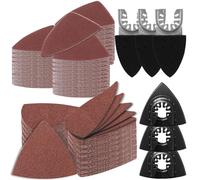 246 dischi abrasivi multiuso per levigatrice delta, 3 dita sanding pad holder e 3 dischi triangolari, 240 fogli di carta vetrata, con grana 60/80/120/180/240/320