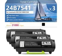 24B7541 Cartucce Toner Compatibili con Chip per Lexmark M3350 XM3350 Stampante, Elevato Volume di Stampa, 31000 Pagine,Black-3 pack