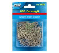 24BLISTER FERMAGLI PER CARTA METALLO PLASTIFICATO MM.33 100 PZ: