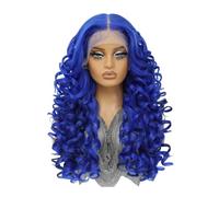 24inch Synthetic Lace Front Wig,13×6 Curly Pre Plucked HD Lace Glueless Wigs for Women Natural Daily Use(Blue)