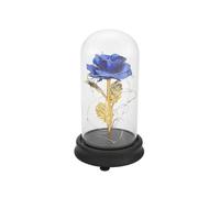 24K Gold Plated Rose Flower LED Light with Plastic Cover Base Valentines'Day Wedding Gift Blue