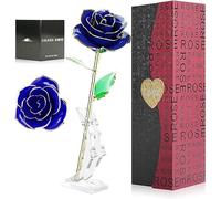 24k Rosa Placcato Oro,Rosa Eterna Stabilizzata con Supporto Rosa Artificiale Fiore Romantico Perfetto Regalo per Confezione Fidanzata, San Valentino,Fsta della Mamma,Anniversario,Matrimonio