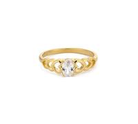 24KAE - Bague avec pierre colorée et détails en forme de cœur - 124141 | Femmes | Oxyde de zirconium en or
