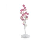 24LED Cotton Ball Potted Tree Night Light - Decorative Pink Lamp for Home & Room Desk Dcor