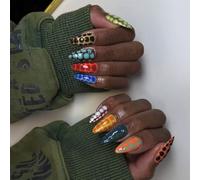 24pc Short Almond Press On Nails Designs Frase Fine Finse Acrilico False Giovane Gue Artificiali Per Donne Design False Unghia