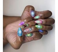 24pc Short Almond Press On Nails Designs Frase Fine Finte Acrilico False Giove Artificiali ON Per Le Donne Attaccano Chiodo Finto