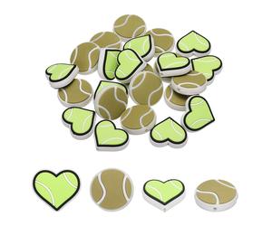 24pci Cuore Tennis Palla Sport Rotonda 25mm con Foro 3mm, Verde per