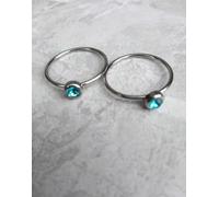 24pcs Anello Pietra Zodiacale Specchio Lucido Acciaio Inox Moda Gioielli -