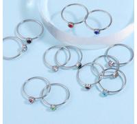 24pcs Anello Pietra Zodiacale Specchio Lucido Acciaio Inox Moda Gioielli -