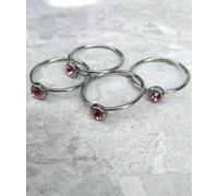 24pcs Anello Pietra Zodiacale Specchio Lucido Acciaio Inox Moda Gioielli -