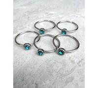 24pcs Anello Pietra Zodiacale Specchio Lucido Acciaio Inox Moda Gioielli -