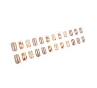 24pcs autunno foglie d'acero premere sulle unghie corte quadrate unghie artificiali bastone sulle unghie per festa del Ringraziamento