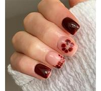 24pcs Autunno Inverno Stile Francese Design Fiore Unghie Finte Comodo