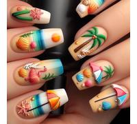 24pcs Balletto Beach Design Press On Nails Full Covers Unghie Finte Arte Francese Consigli Manicure Accessori Per Le Donne Acrilico Nail