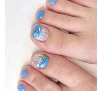 24pcs Beach Press On Toenails Glossy False Stick On Nails Acrilico Toe Nails Full Covers Artificiale Beach Press On Toenails