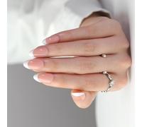 24Pcs Bianco French Tip Press-On - Breve Mandorla Semplice Acrilico Copertura Completa