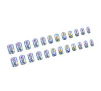 24Pcs Breve Francese Quadrato Con Disegni Floreali Coperture Piene Falso Stick On Per Le Donne Salon