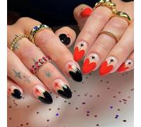 24pcs Breve Mandorla Press On Nails Stick On Nails San Valentino Unghie Manicure Unghie Accessori Per Occasioni Speciali