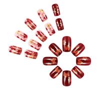 24pcs Breve Piazza Premere Su Unghie Con Foglie d'Acero Disegni Stick On Unghie Manicure Per Ringraziamento E Autunno Evento Breve
